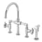 Kingston Brass KS2331CG Industrial Style Bridge Kitchen Faucet with Brass Sprayer, Polished Chrome KS2331CG - alternate 1